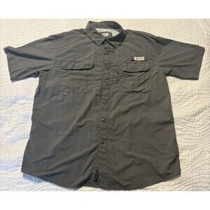 Magellan Outdoors Fish Gear Men’s Large Vented Fishing Shirt Gray Short Sleeve